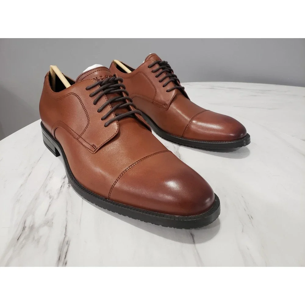 NEW NO BOX SZ 8 Cole Haan Cap Toe Oxford Leather BritIsh Tan brown DRESS SHOES